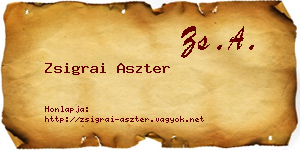 Zsigrai Aszter névjegykártya